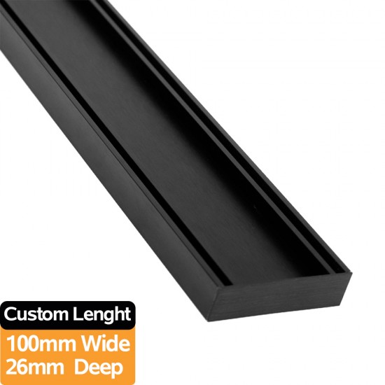 100-5600mm Lauxes Aluminium Midnight Slimline Tile Insert Floor Grate Drain Any Size Indoor Outdoor